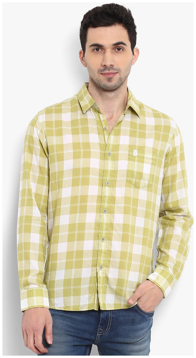 

Mufti Men Yellow Checked Slim Fit Casual Shirt