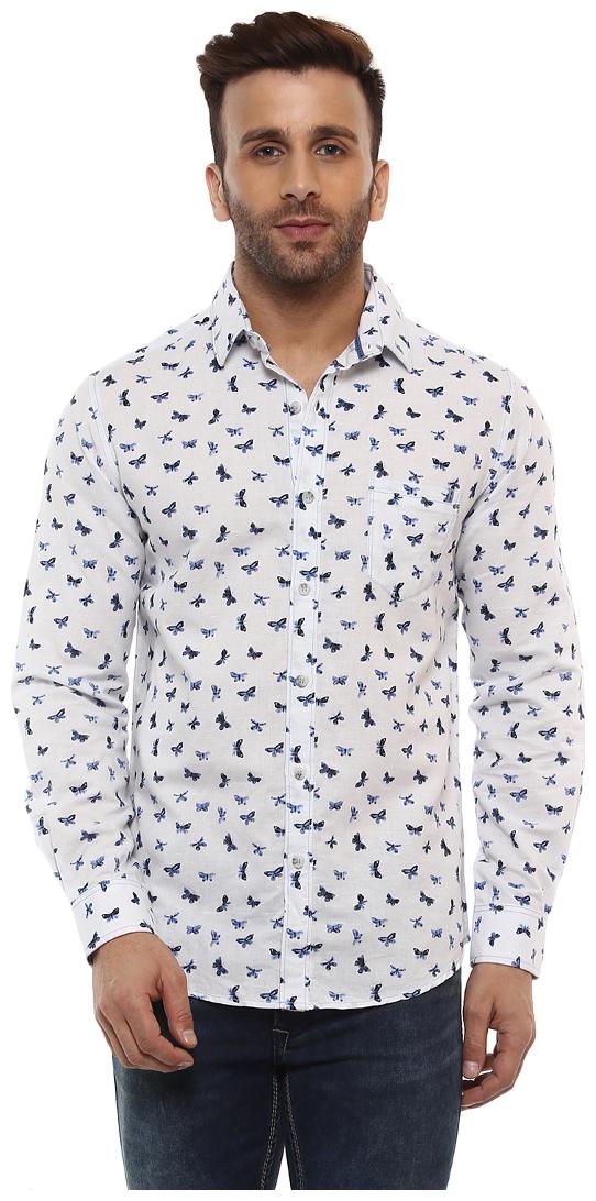 

Mufti Men Grey Floral Slim Fit Casual Shirt