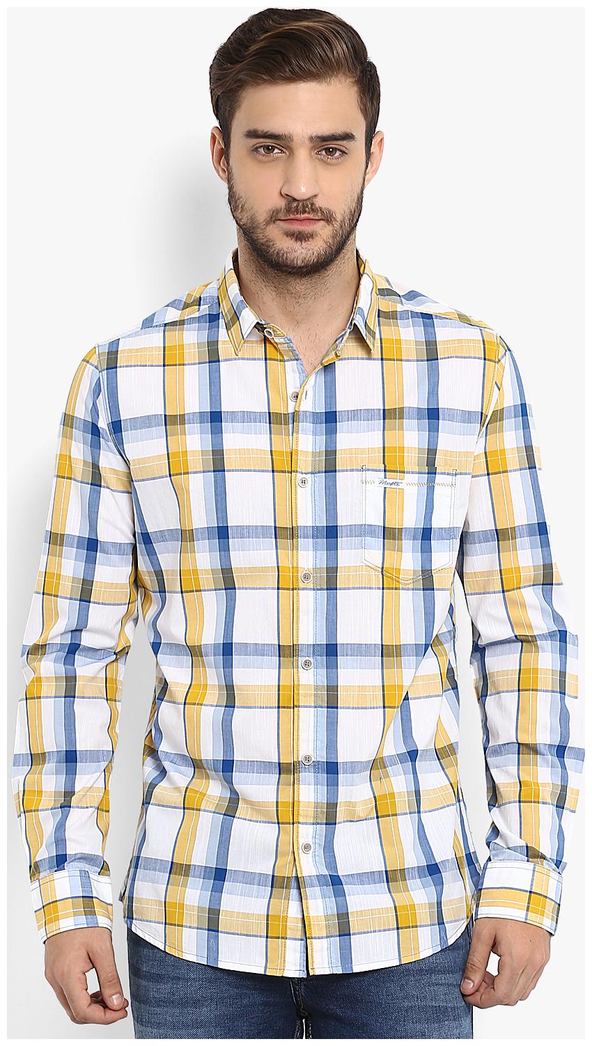 

Mufti Men Yellow Checked Slim Fit Casual Shirt