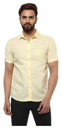 

Mufti Men Yellow Solid Slim Fit Casual Shirt