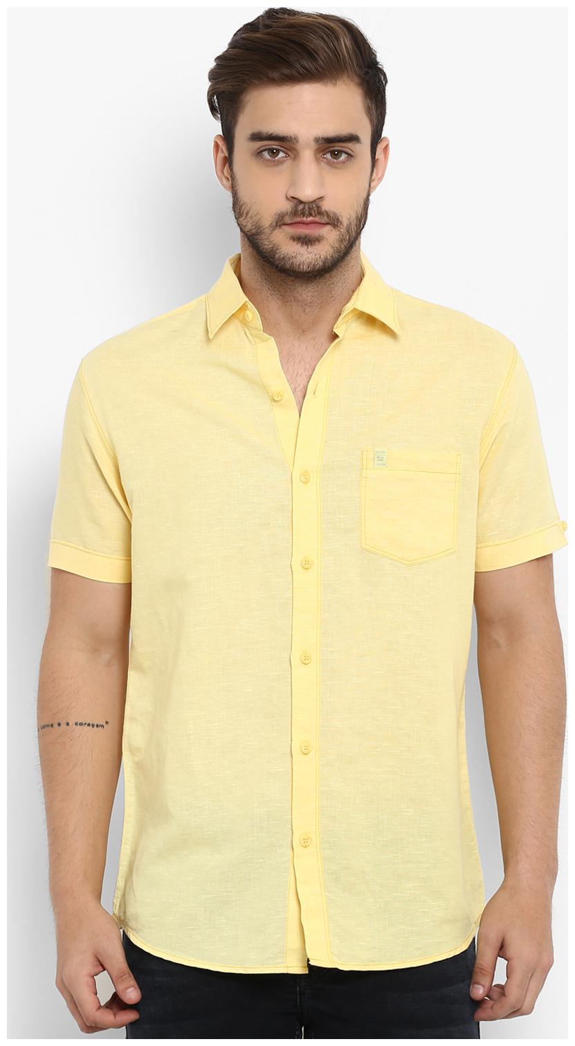 

Mufti Men Yellow Solid Slim Fit Casual Shirt