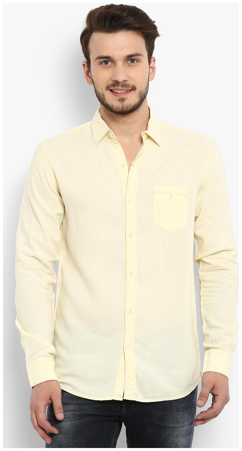 

Mufti Men Yellow Solid Slim Fit Casual Shirt