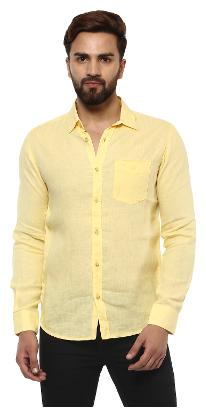 

Mufti Men Yellow Solid Slim Fit Casual Shirt