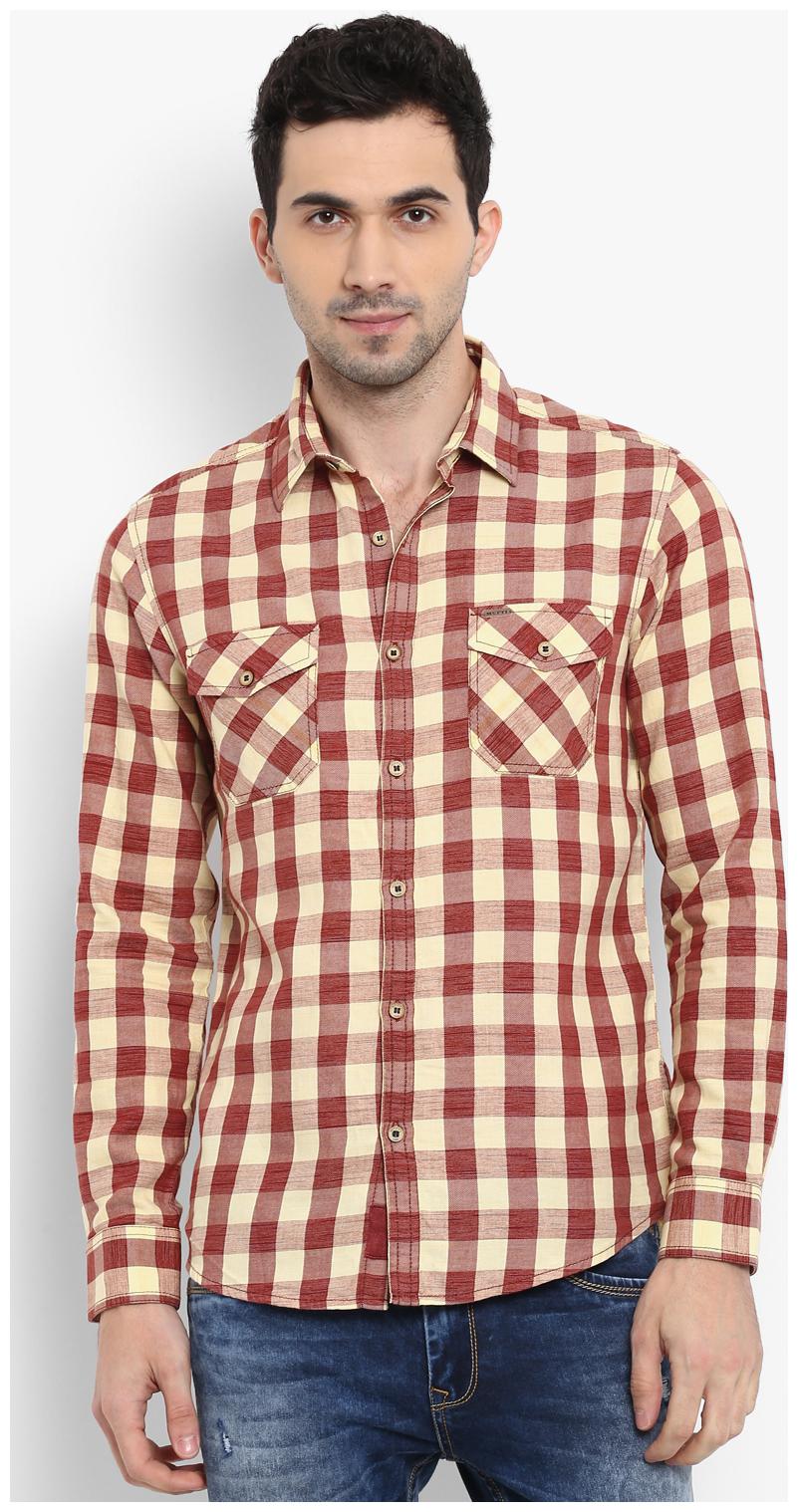 

Mufti Men Yellow Checked Slim Fit Casual Shirt