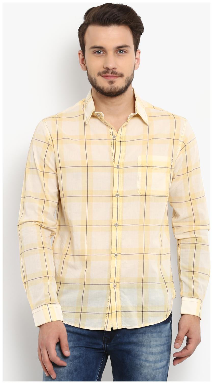 

Mufti Men Yellow Checked Slim Fit Casual Shirt