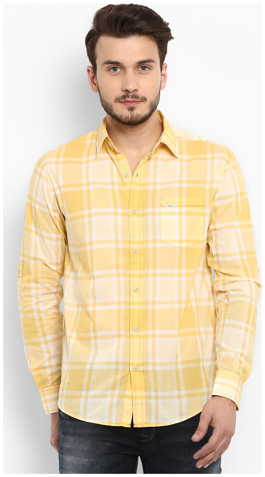 

Mufti Men Yellow Checked Slim Fit Casual Shirt