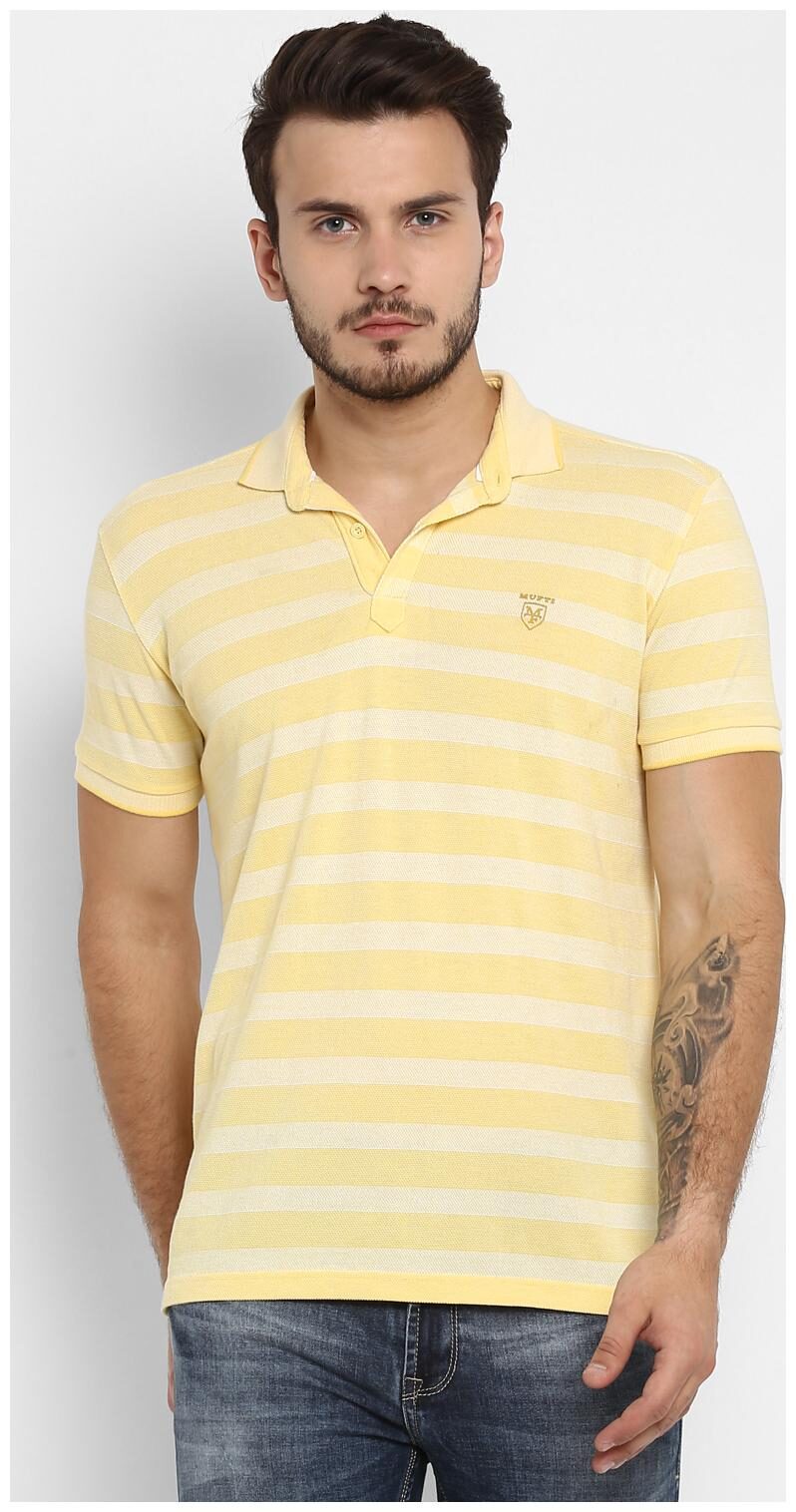 

Mufti Men Yellow Slim fit Cotton Polo collar T-Shirt - Pack Of 1
