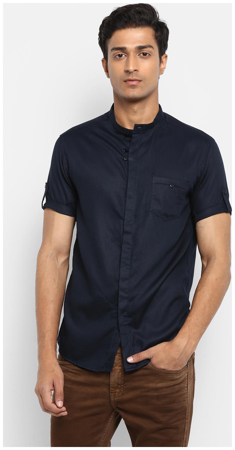 

Mufti Men Blue Solid Slim Fit Casual Shirt