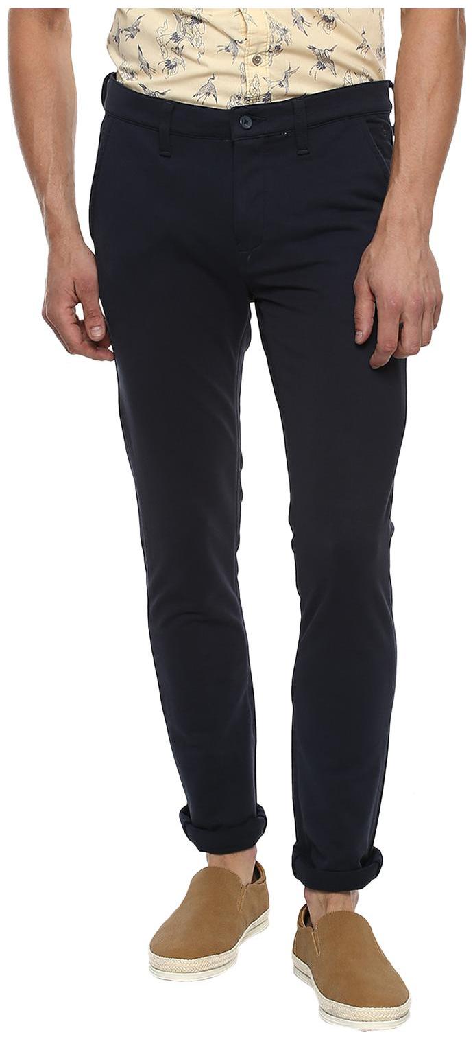 

Mufti Men Blue Solid Slim fit Regular trousers