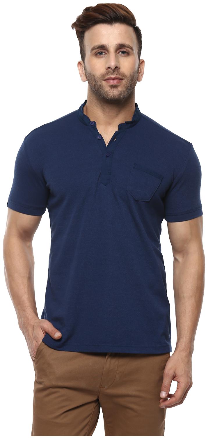 

Mufti Men Blue Slim fit Cotton Blend Henley neck T-Shirt - Pack Of 1