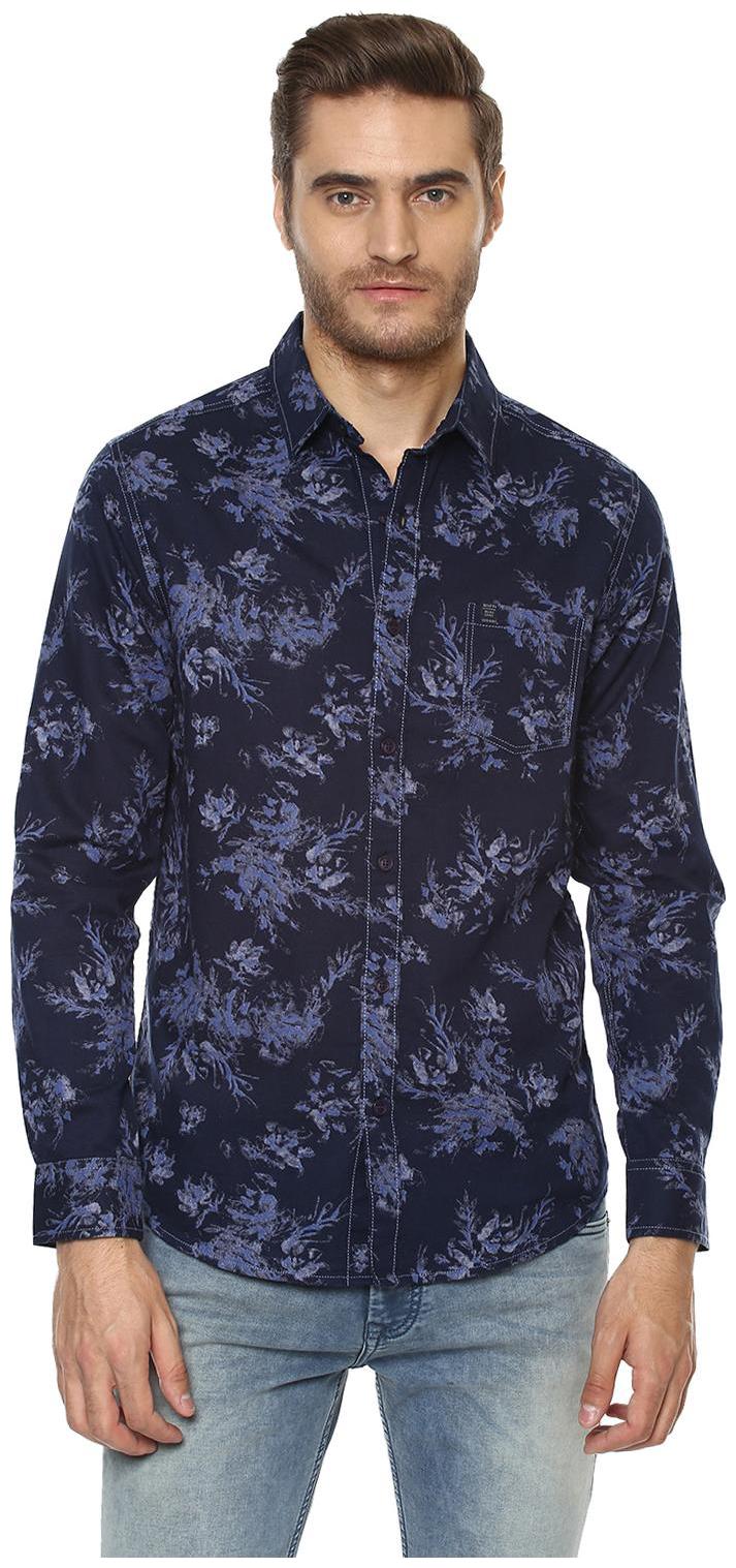 

Mufti Men Blue Printed Slim Fit Casual Shirt