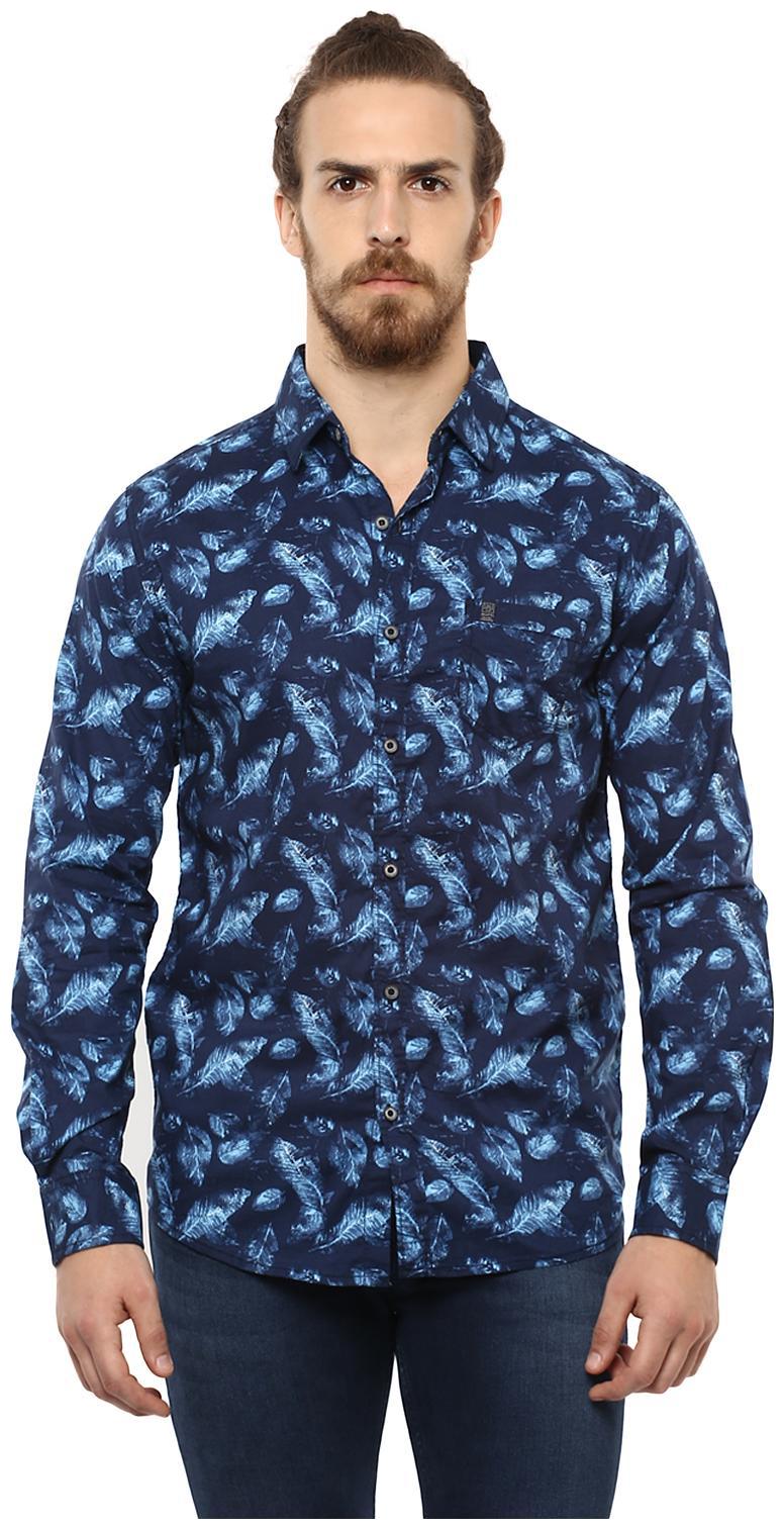 

Mufti Men Blue Printed Slim Fit Casual Shirt