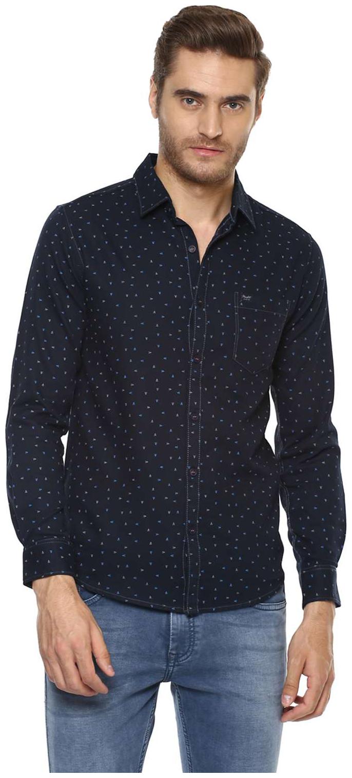 

Mufti Men Blue Printed Regular Fit Casual Shirt