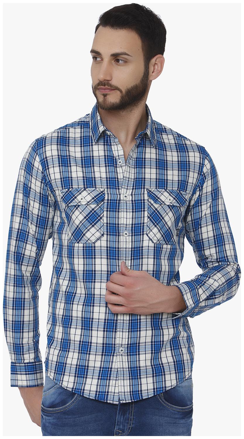 

Mufti Men Beige Checked Slim Fit Casual Shirt