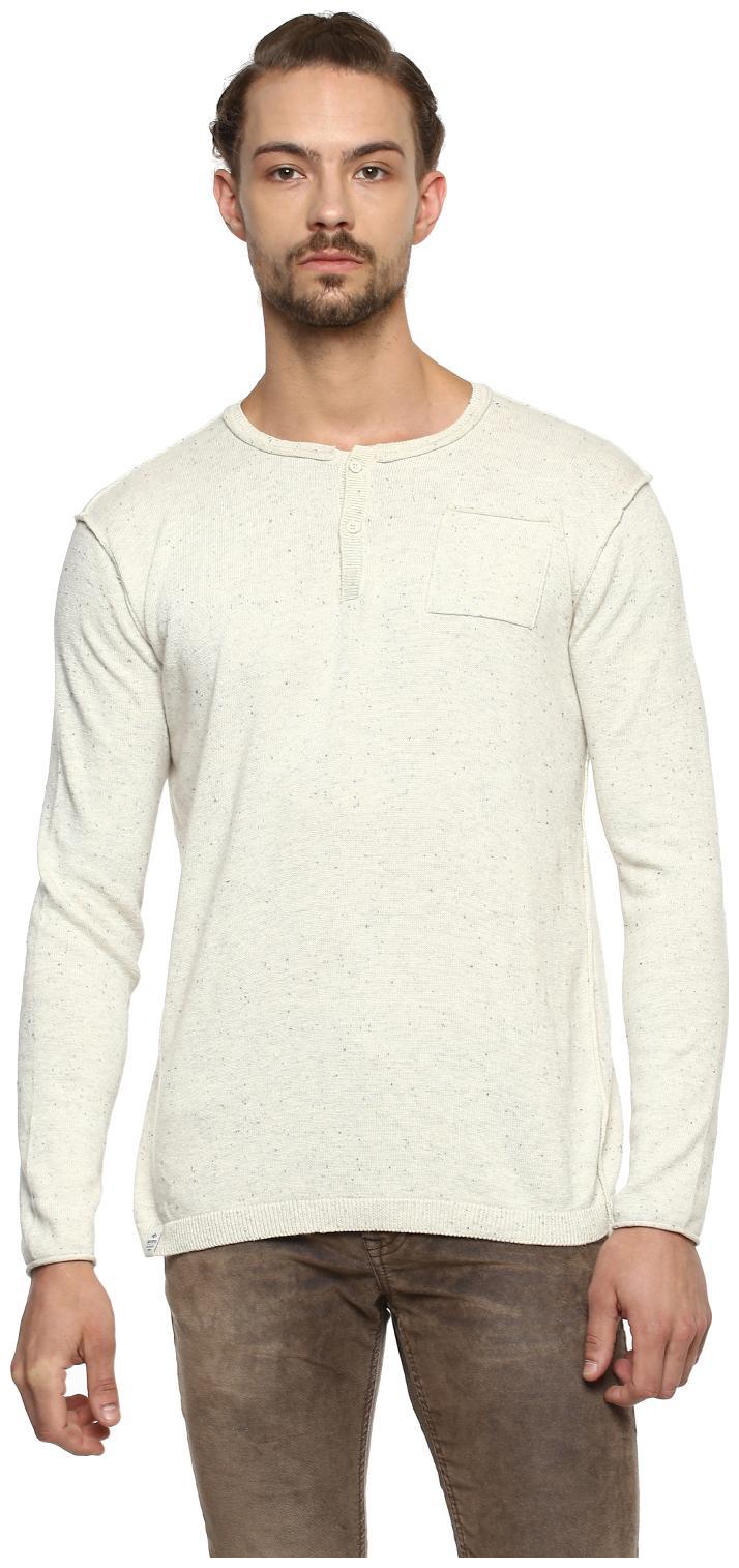 

Mufti Men Beige Henley neck Sweatshirt