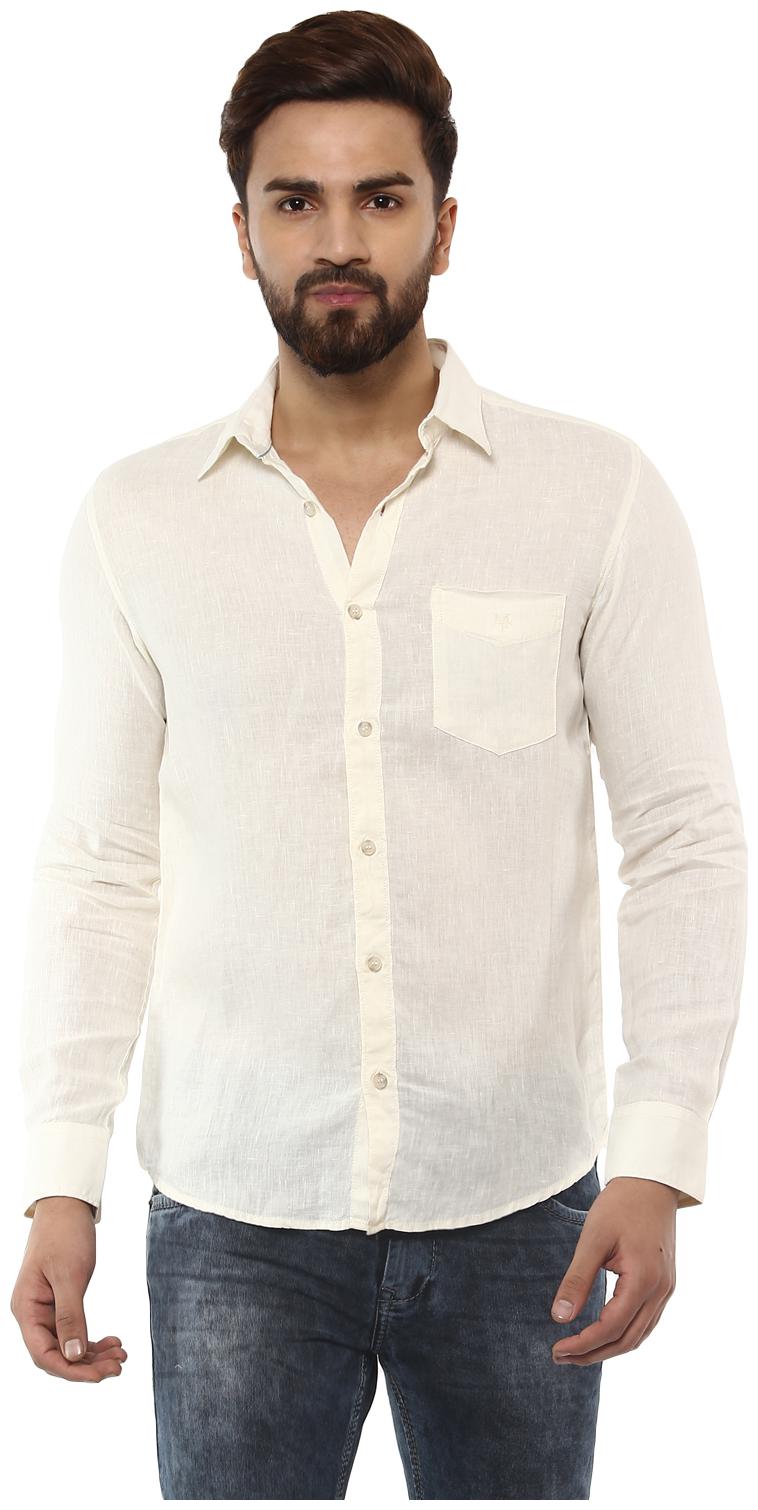 

Mufti Men White Solid Slim Fit Casual Shirt