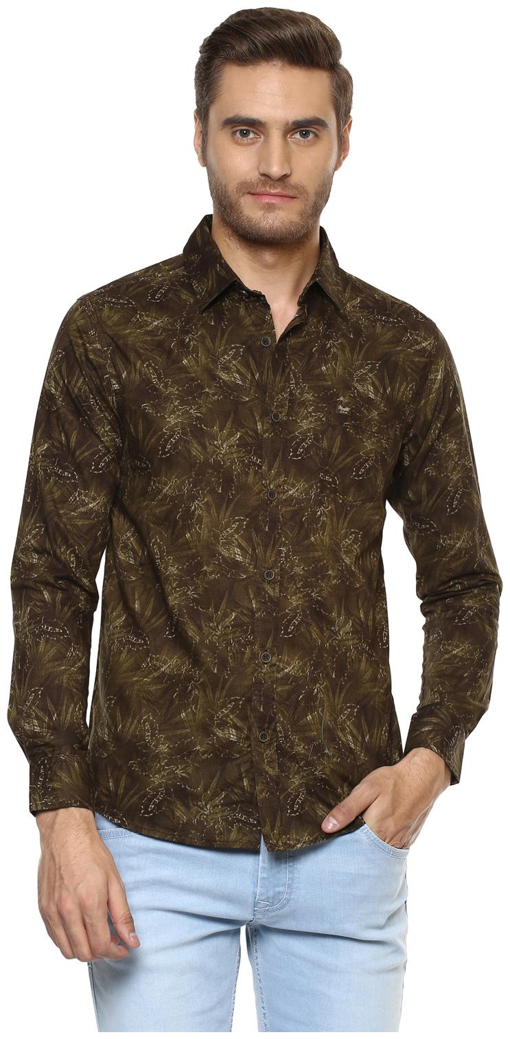 

Mufti Men Green Printed Slim Fit Casual Shirt