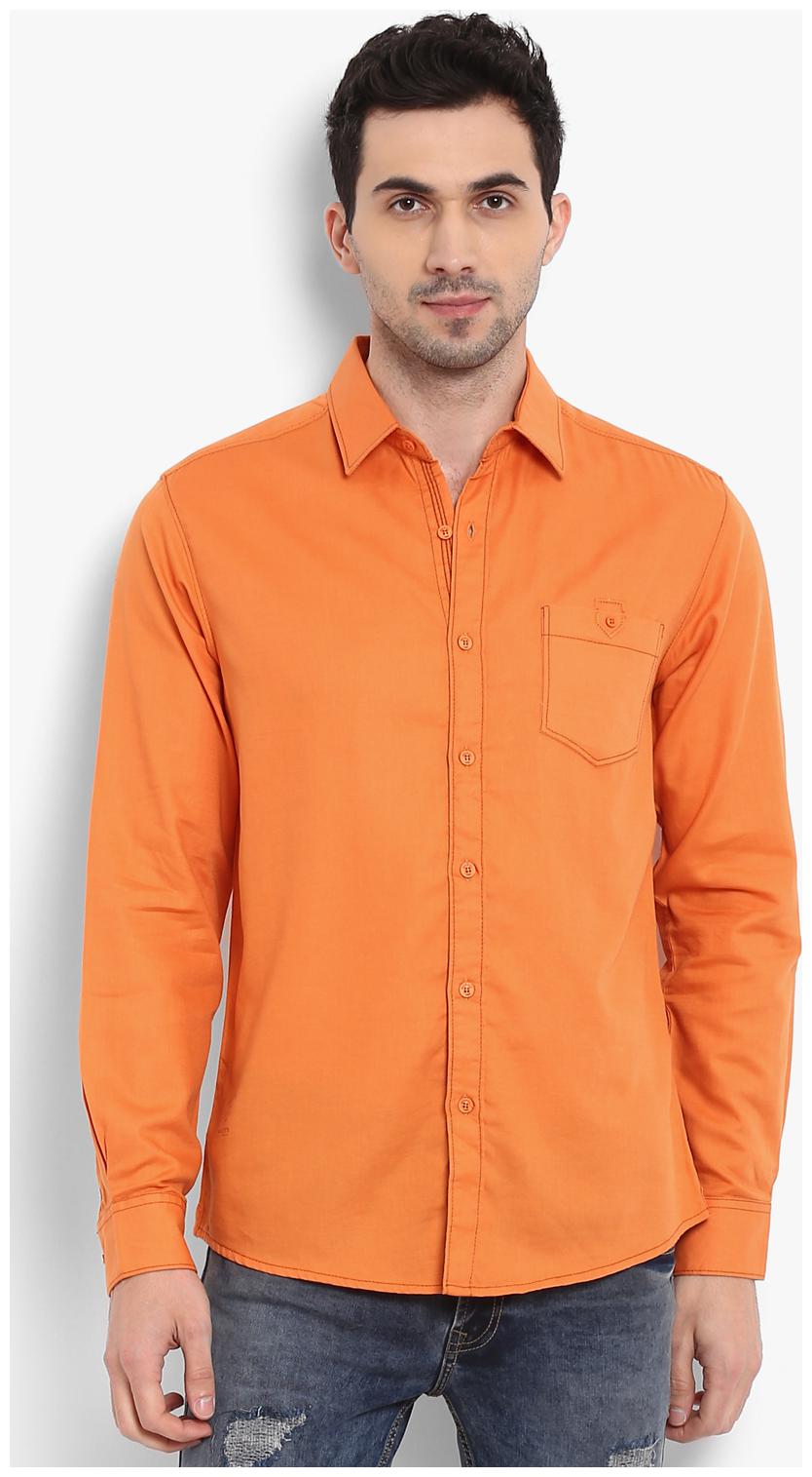 

Mufti Men Orange Solid Slim Fit Casual Shirt