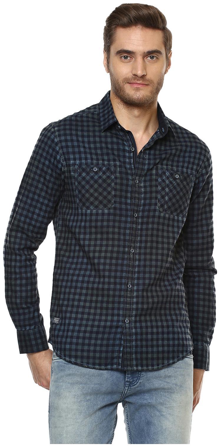 

Mufti Men Blue Checked Slim Fit Casual Shirt