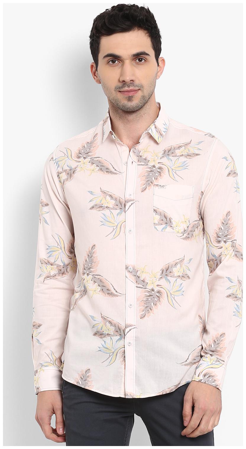 

Mufti Men Pink Printed Slim Fit Casual Shirt