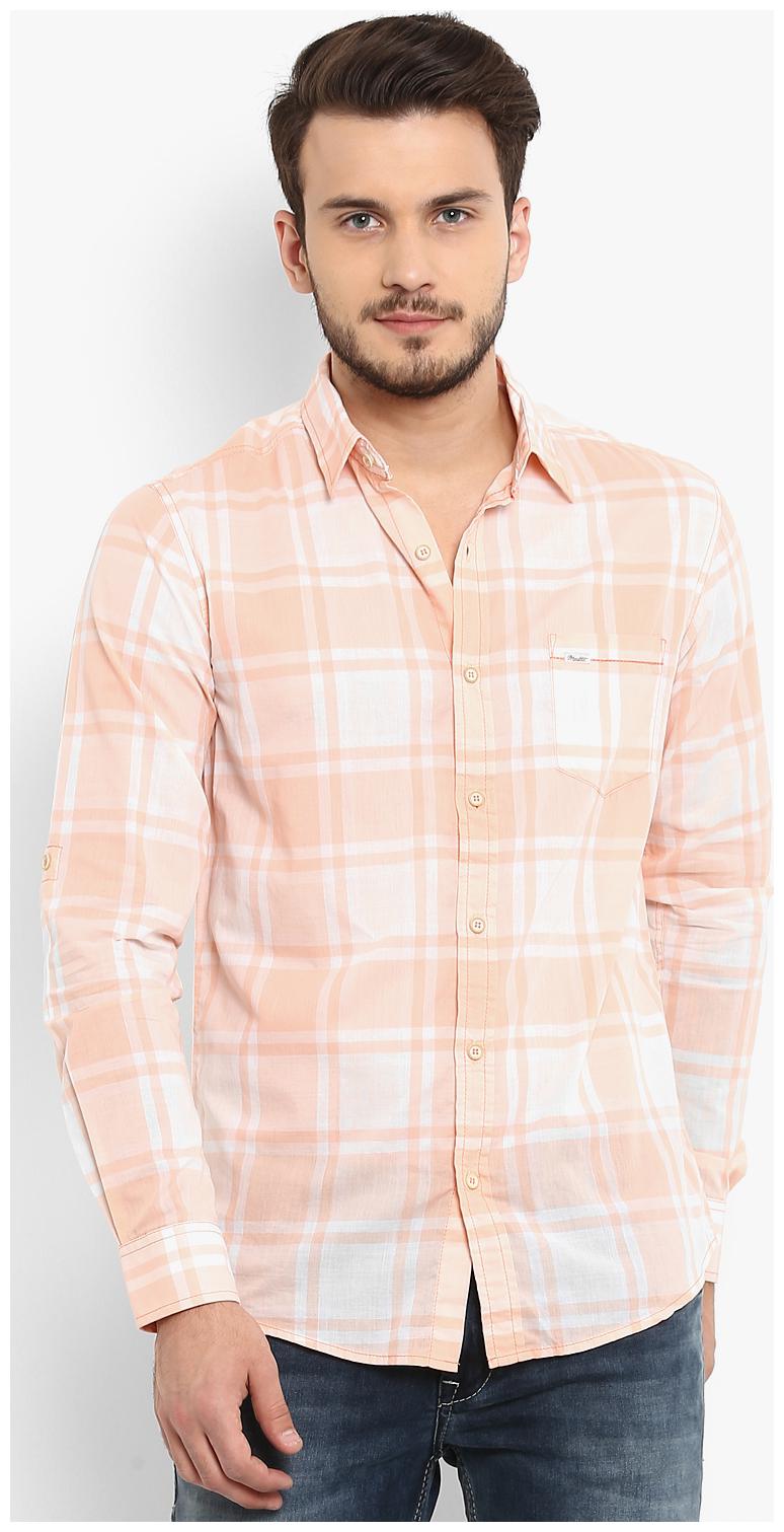 

Mufti Men Pink Checked Slim Fit Casual Shirt