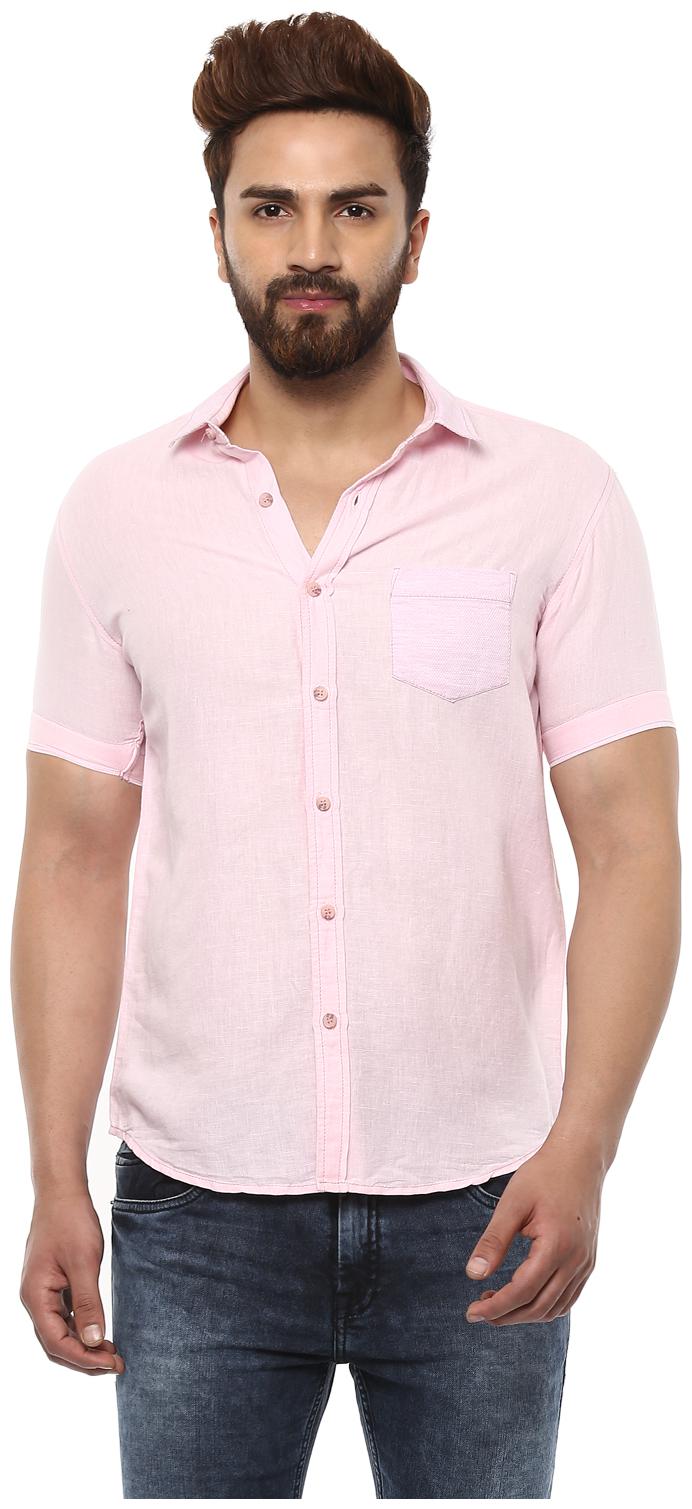

Mufti Men Pink Solid Slim Fit Casual Shirt