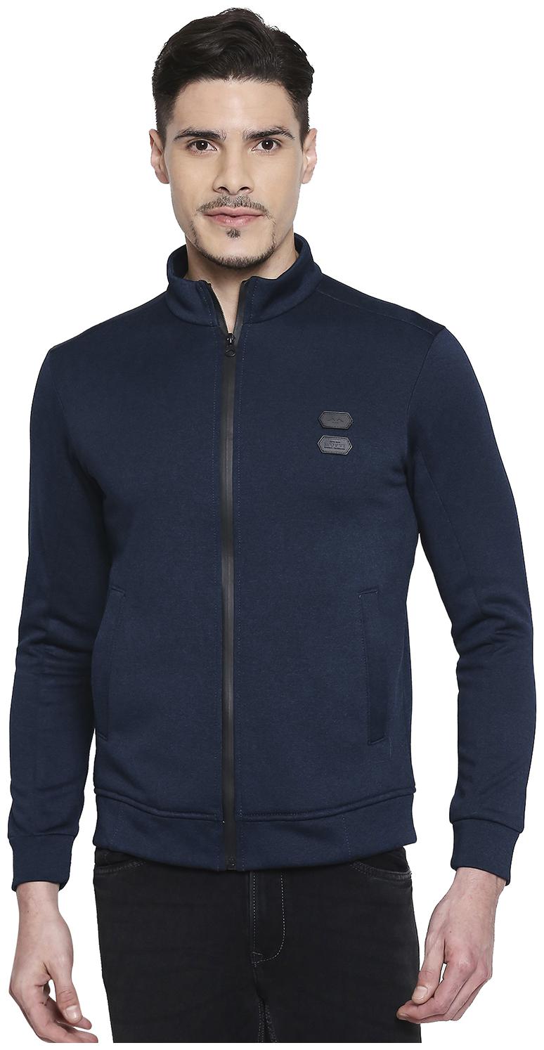 

Mufti Men Blue Solid Bomber jacket