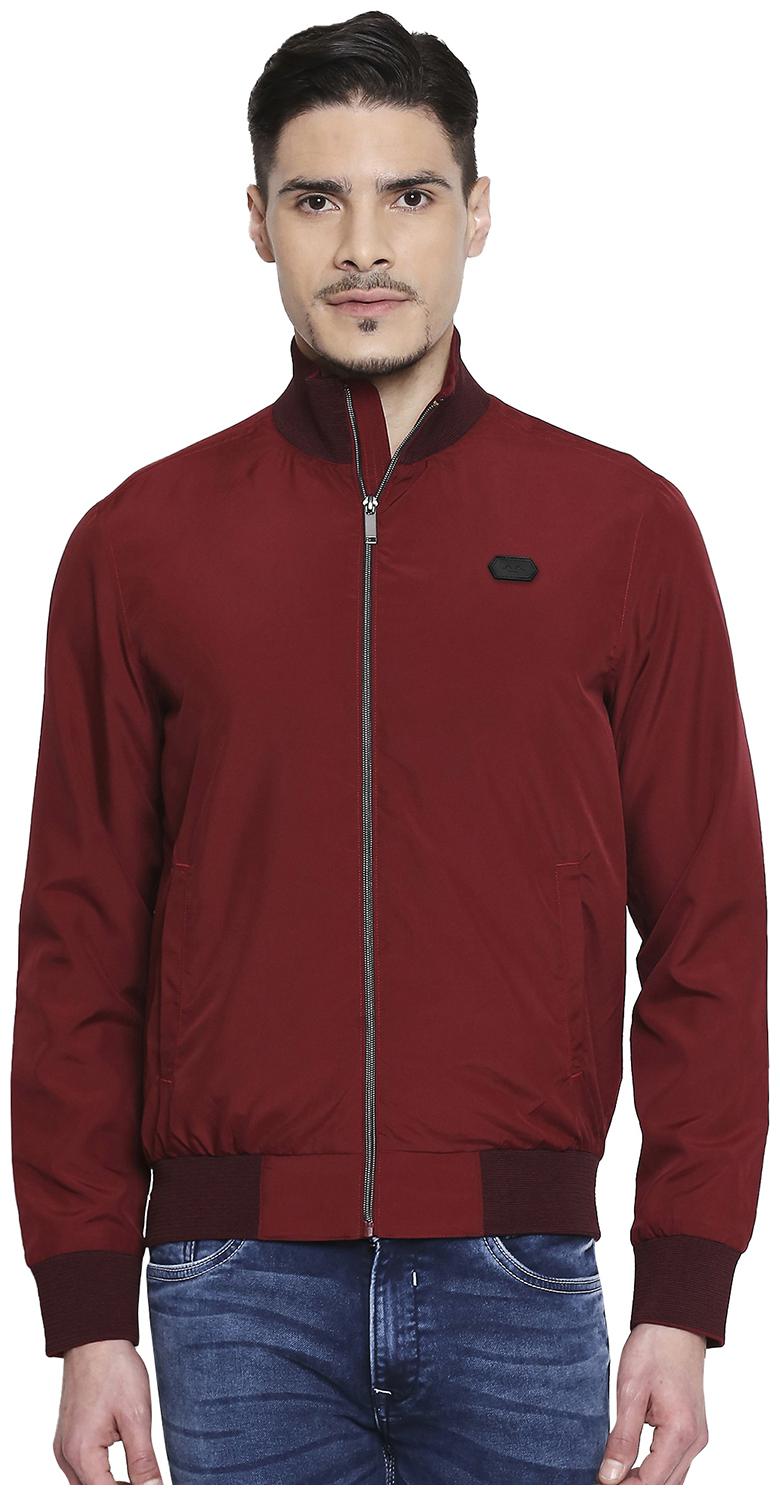 

Mufti Men Maroon Solid Bomber jacket