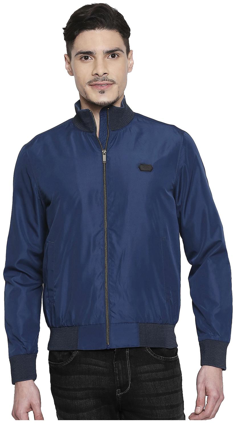 

Mufti Men Blue Solid Bomber jacket