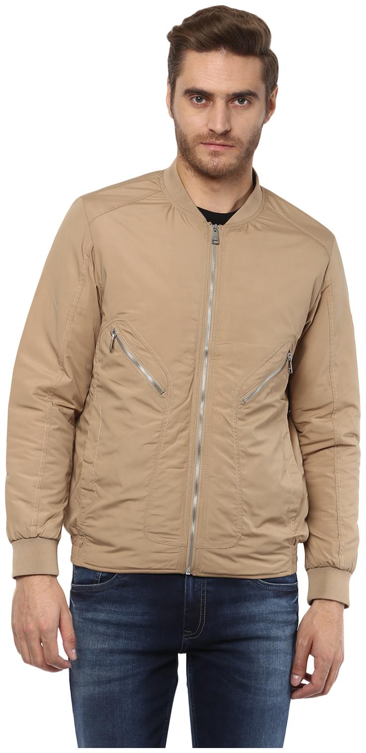 

Mufti Men Beige Solid Quilted jacket