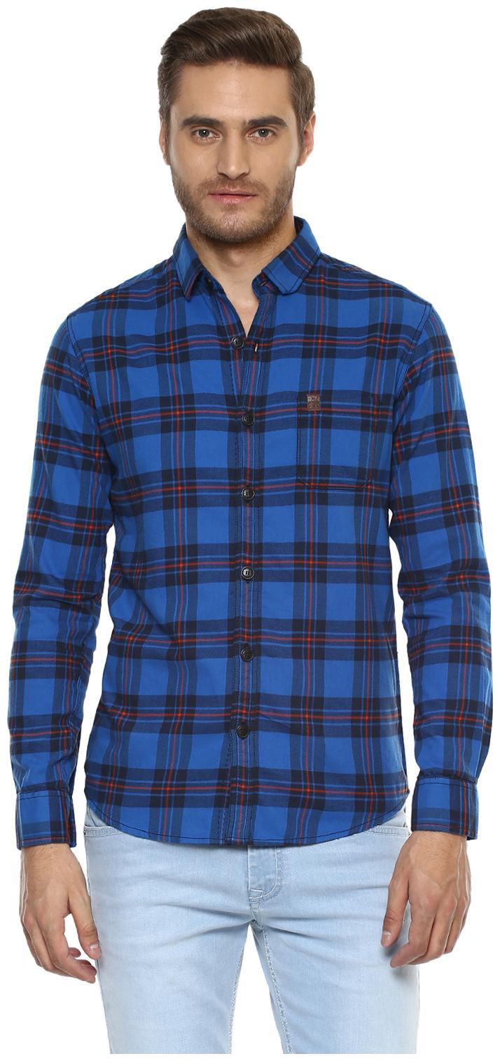 

Mufti Men Blue Checked Slim Fit Casual Shirt