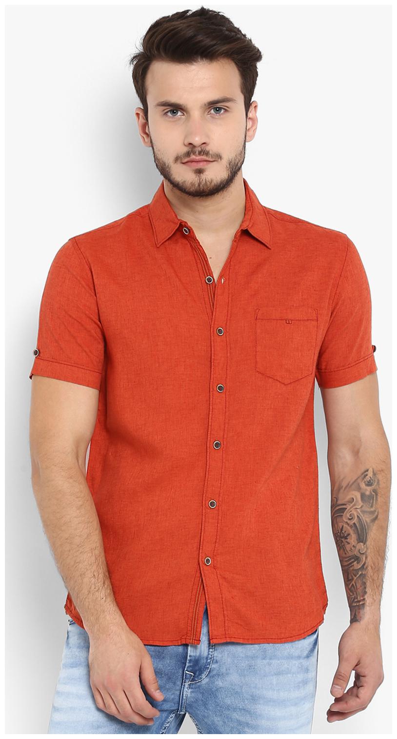 

Mufti Men Orange Solid Slim Fit Casual Shirt