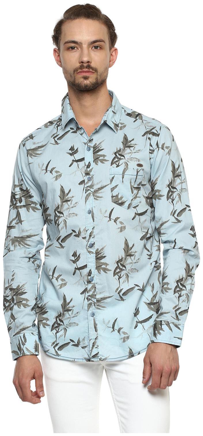 

Mufti Men Blue Printed Slim Fit Casual Shirt