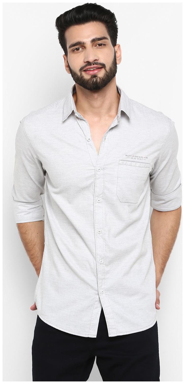 

Mufti Men Grey Solid Slim Fit Casual Shirt