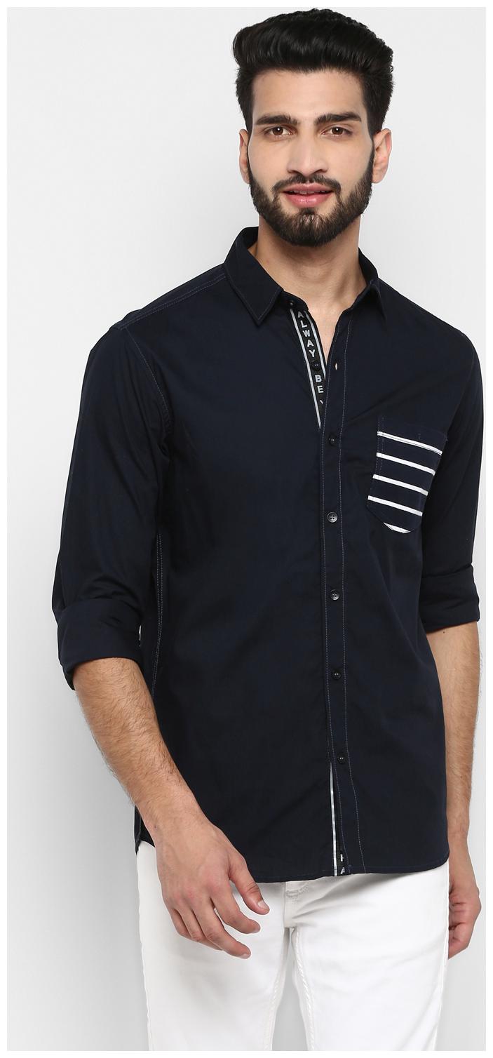 

Mufti Men Blue Solid Slim Fit Casual Shirt