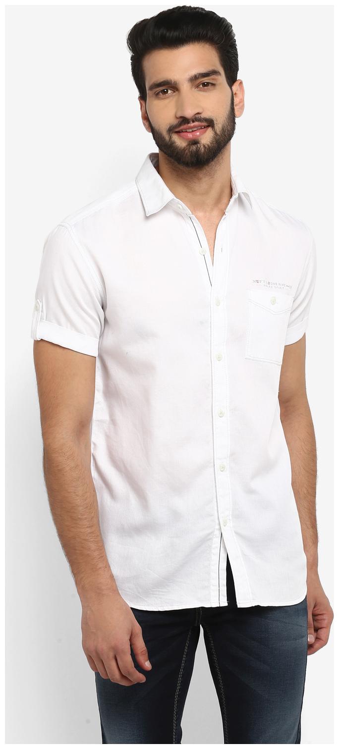 

Mufti Men White Solid Slim Fit Casual Shirt