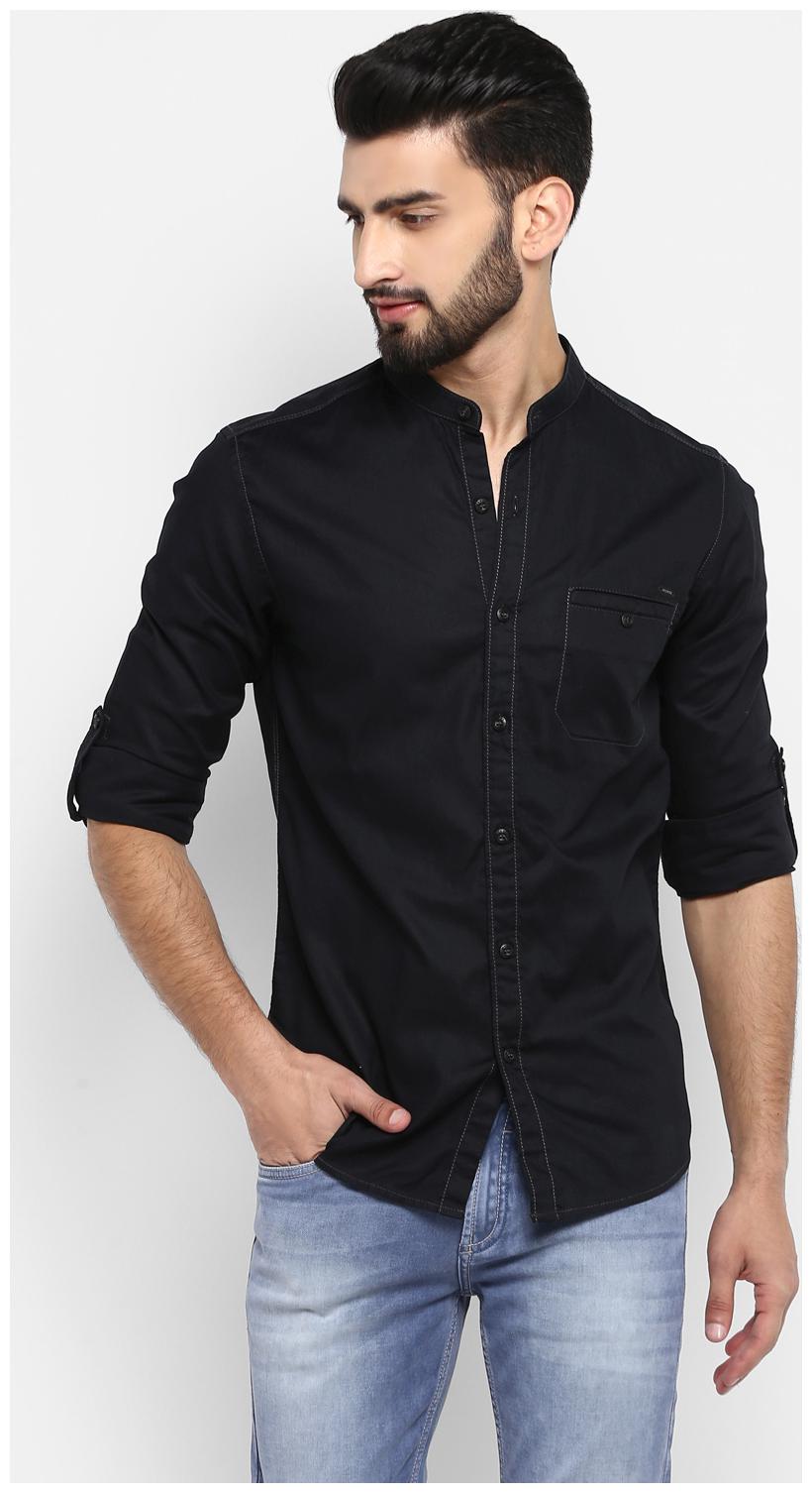 

Mufti Men Black Solid Slim Fit Casual Shirt