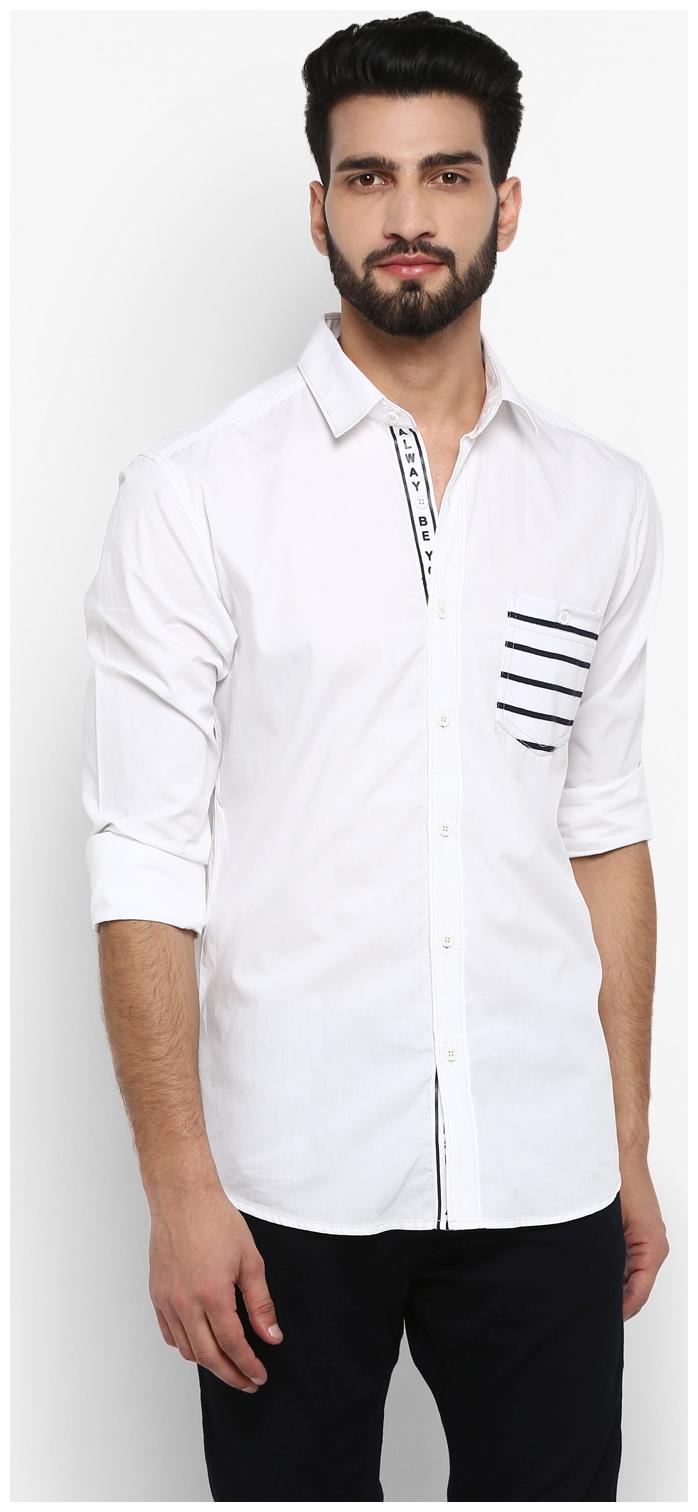 

Mufti Men White Solid Slim Fit Casual Shirt