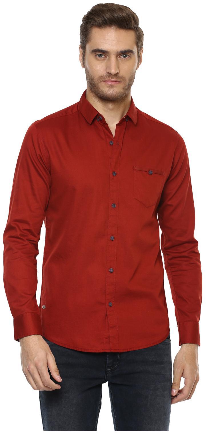 

Mufti Men Brown Solid Slim Fit Casual Shirt
