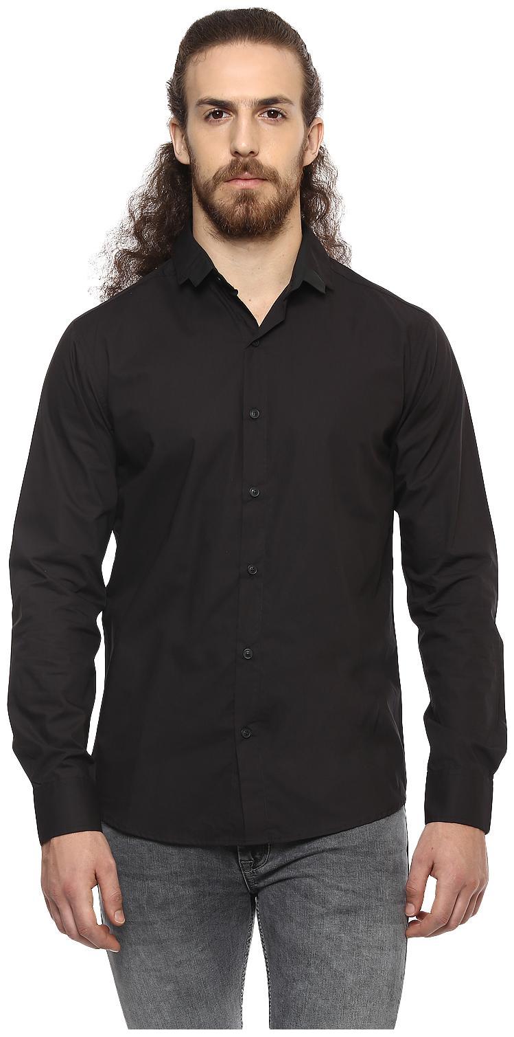 

Mufti Men Black Solid Slim Fit Casual Shirt