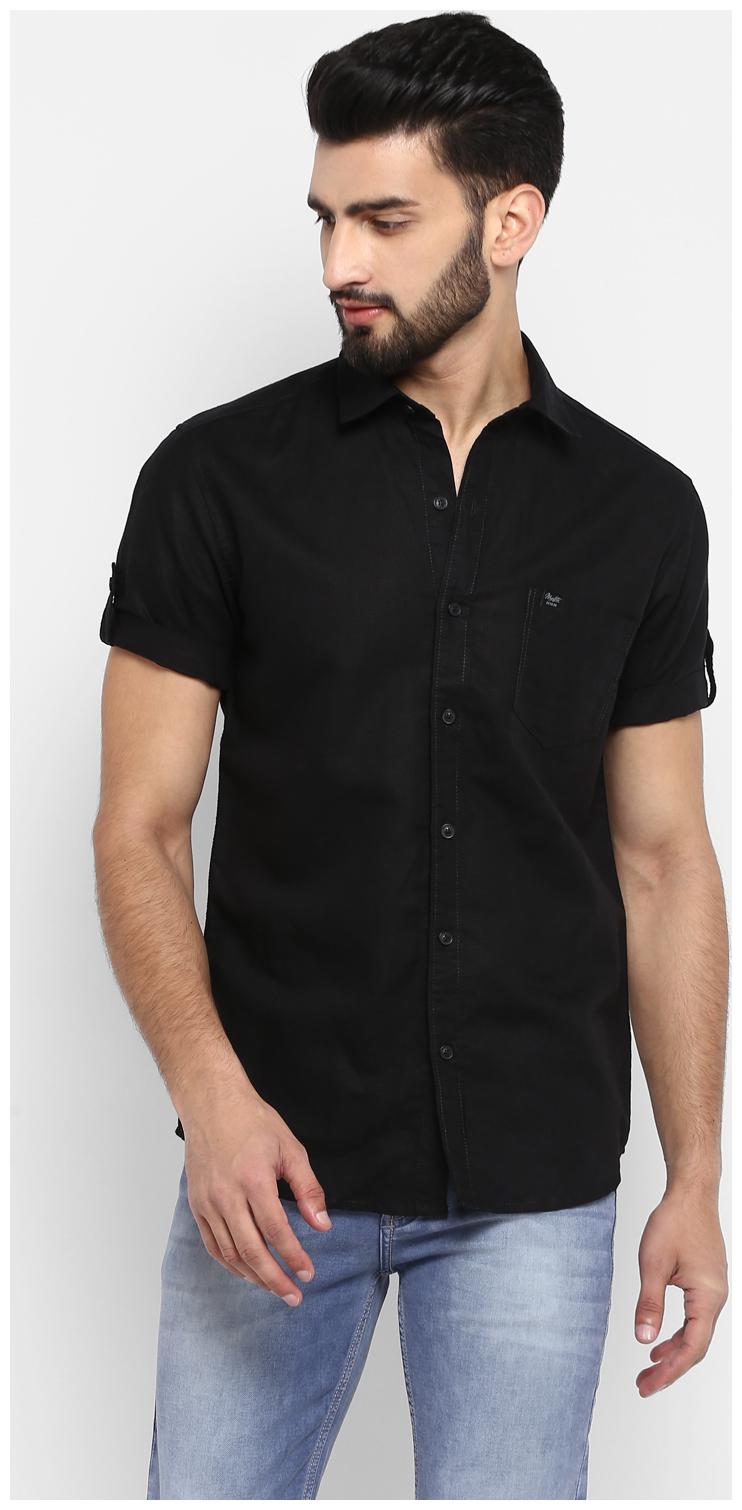 

Mufti Men Black Solid Slim Fit Casual Shirt