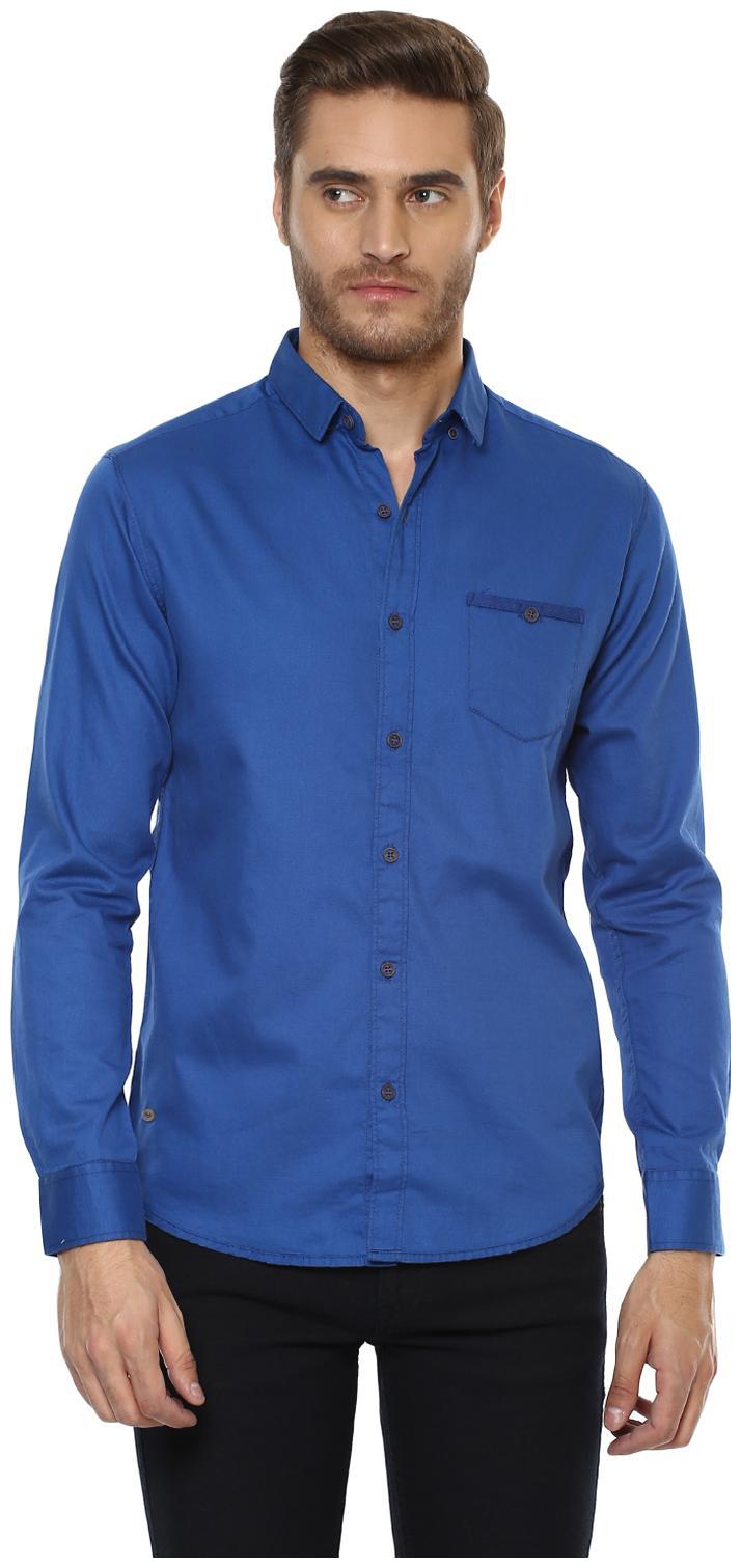 

Mufti Men Blue Solid Slim Fit Casual Shirt