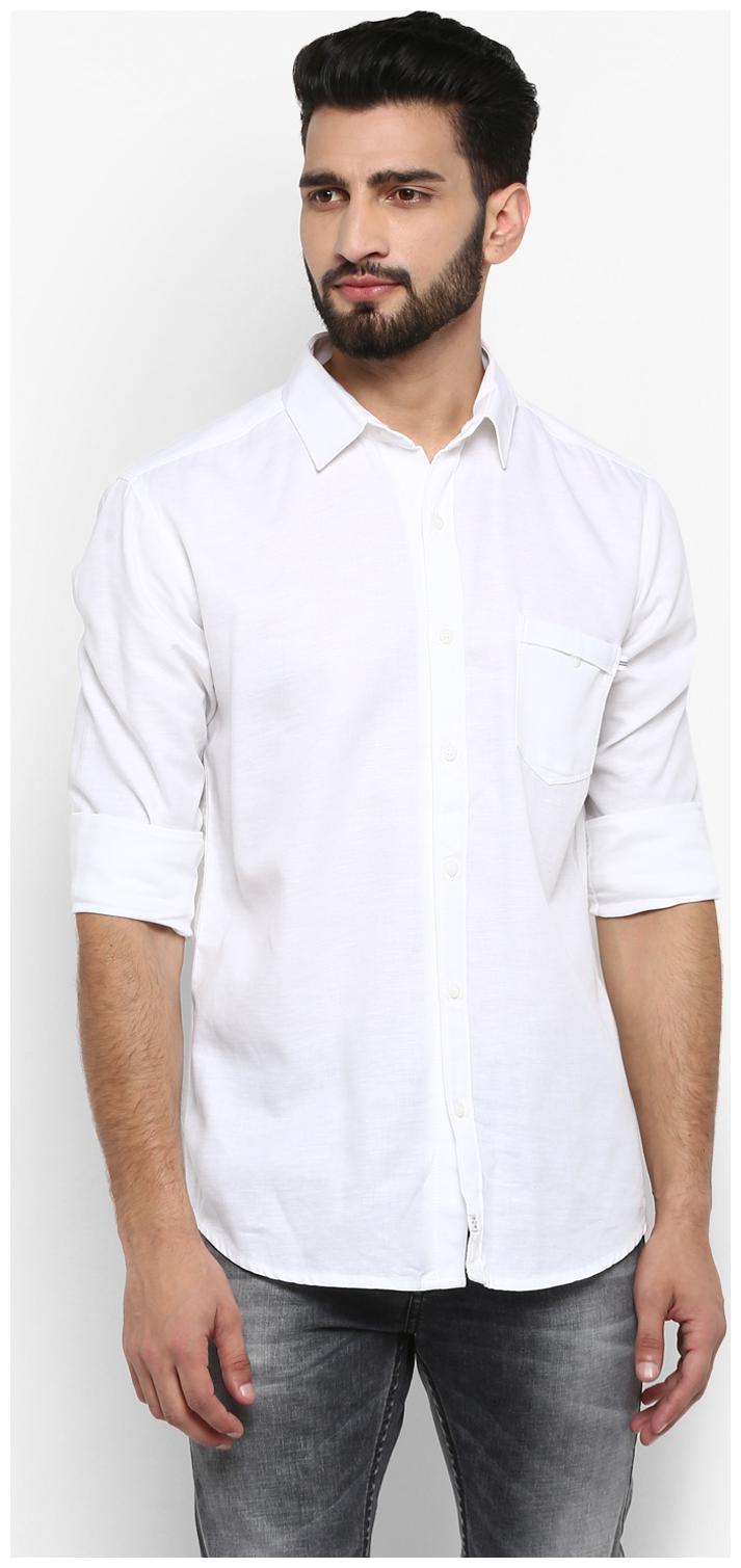 

Mufti Men White Solid Slim Fit Casual Shirt