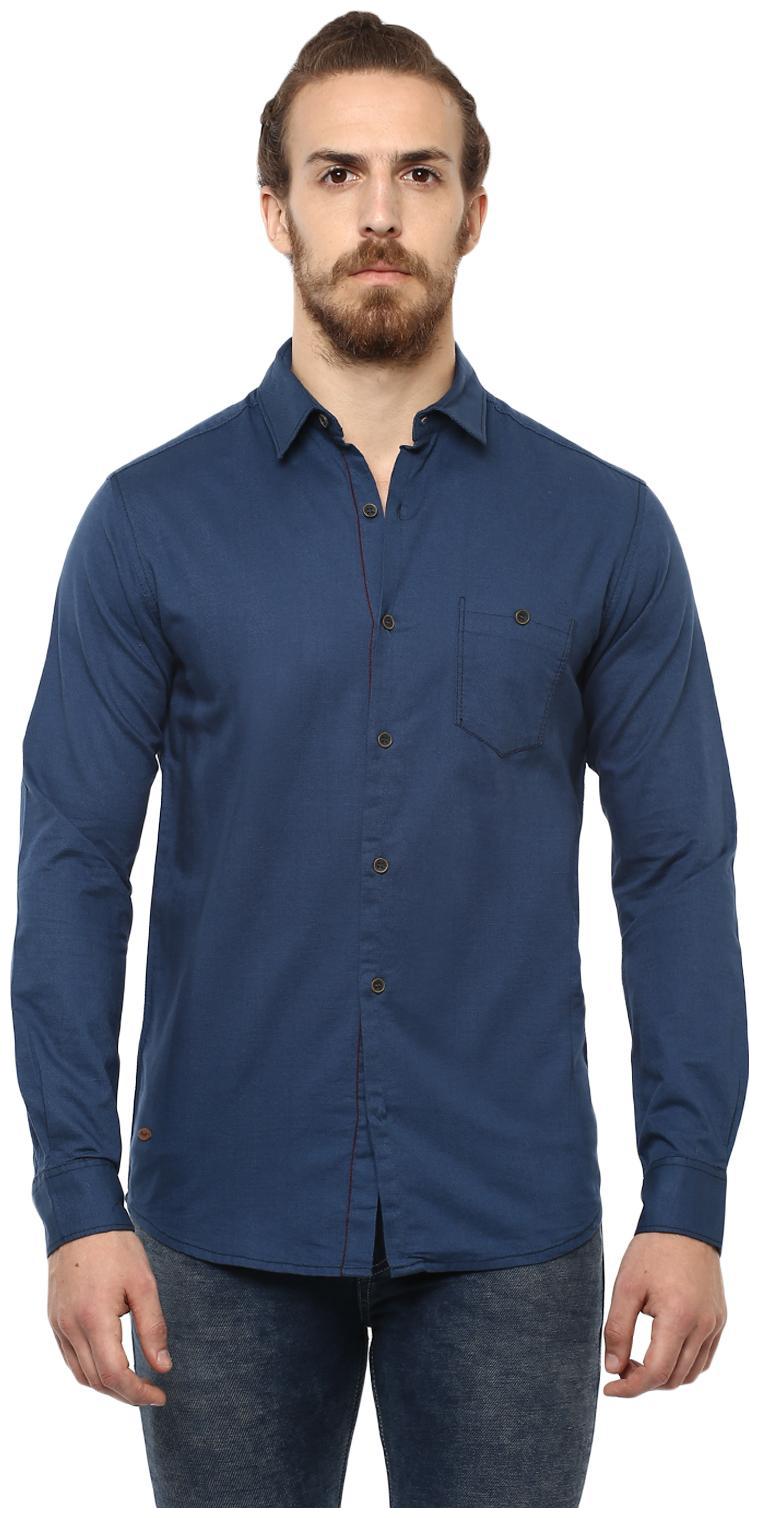 

Mufti Men Blue Solid Slim Fit Casual Shirt