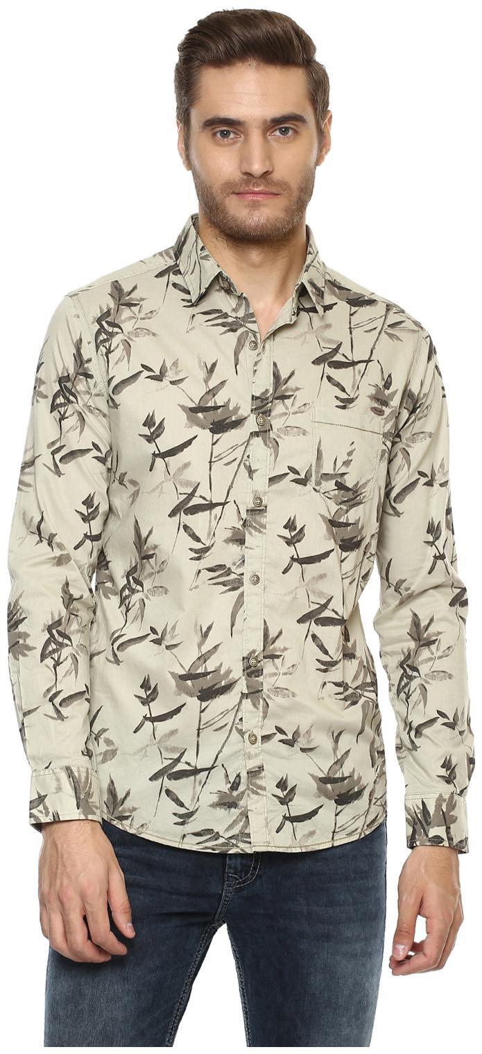 

Mufti Men Beige Printed Slim Fit Casual Shirt