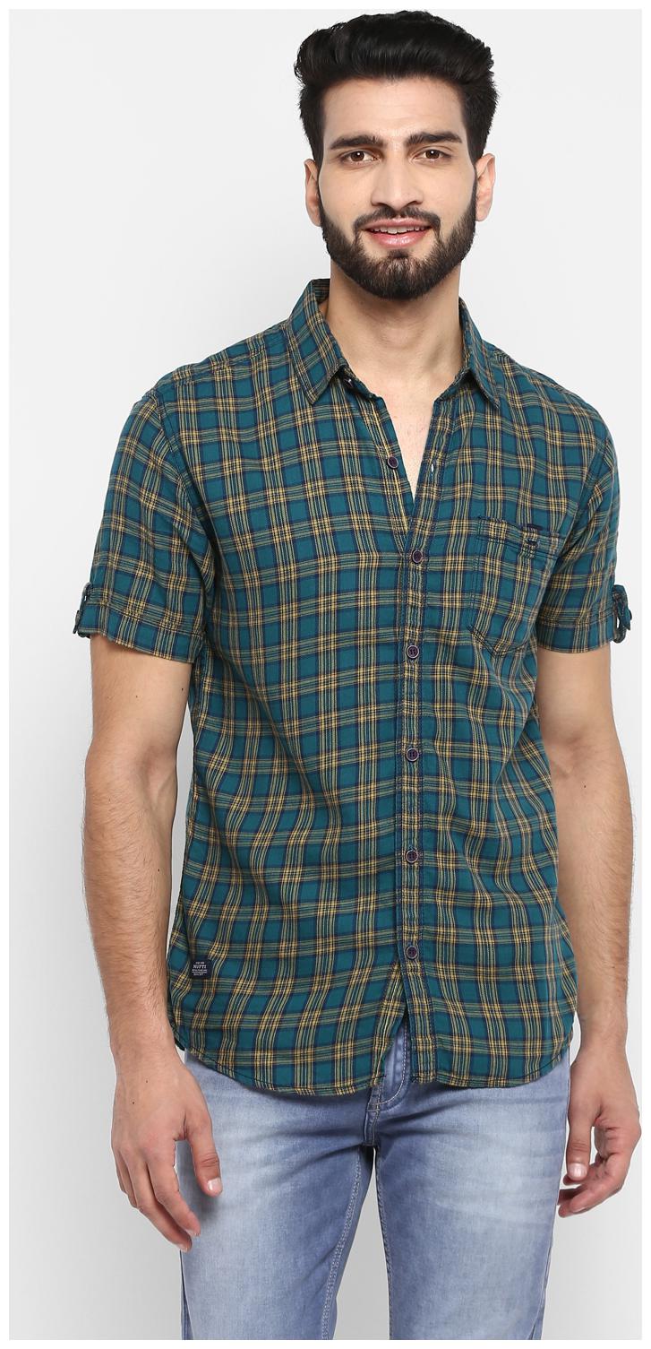 

Mufti Men Green Checked Slim Fit Casual Shirt