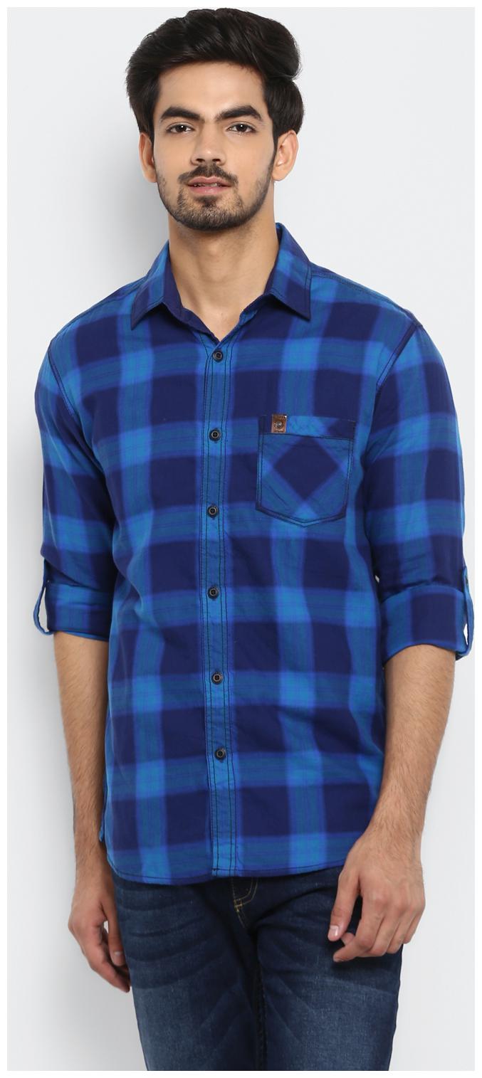 

Mufti Men Blue Checked Slim Fit Casual Shirt