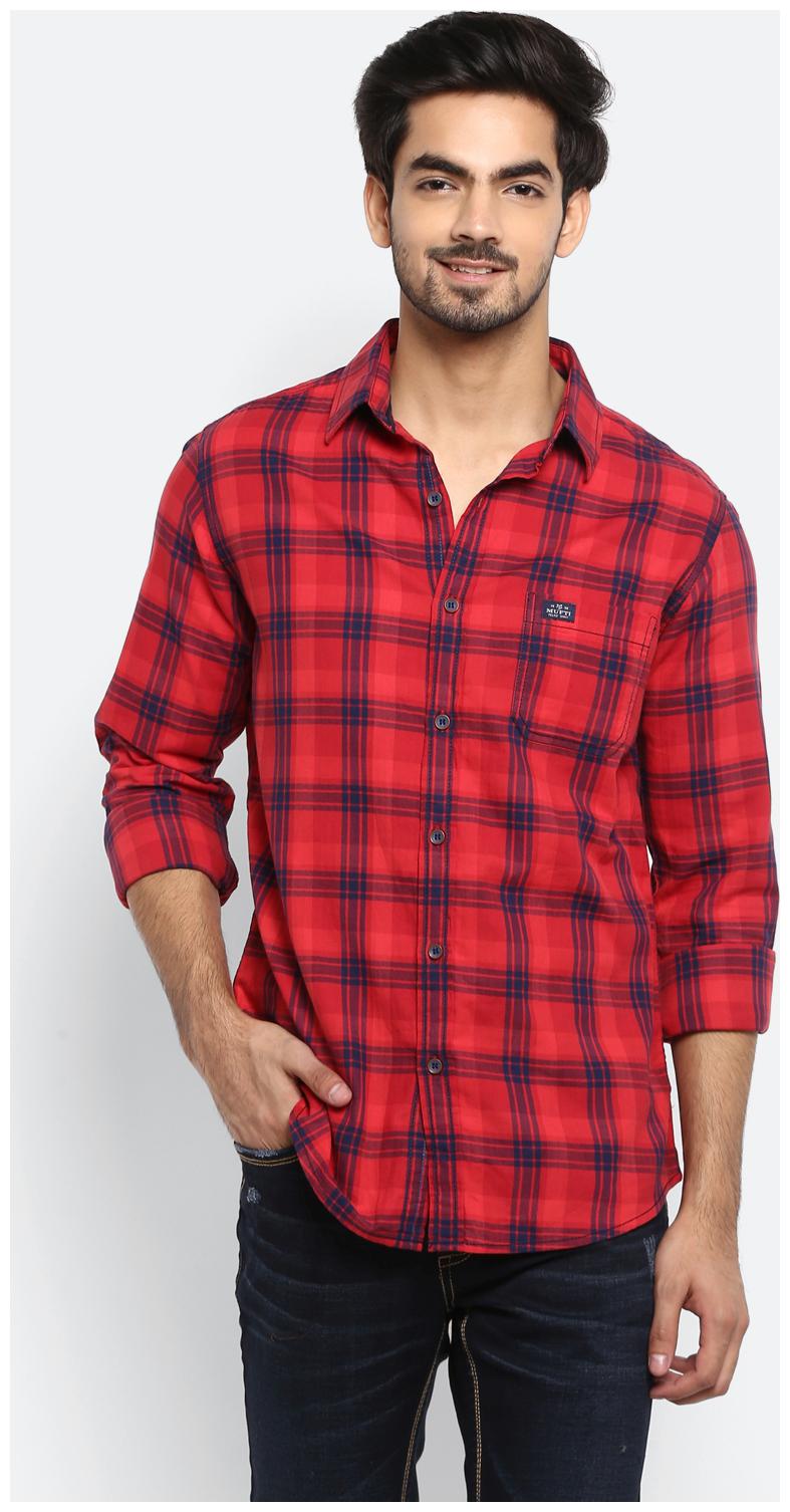 

Mufti Men Red Checked Slim Fit Casual Shirt