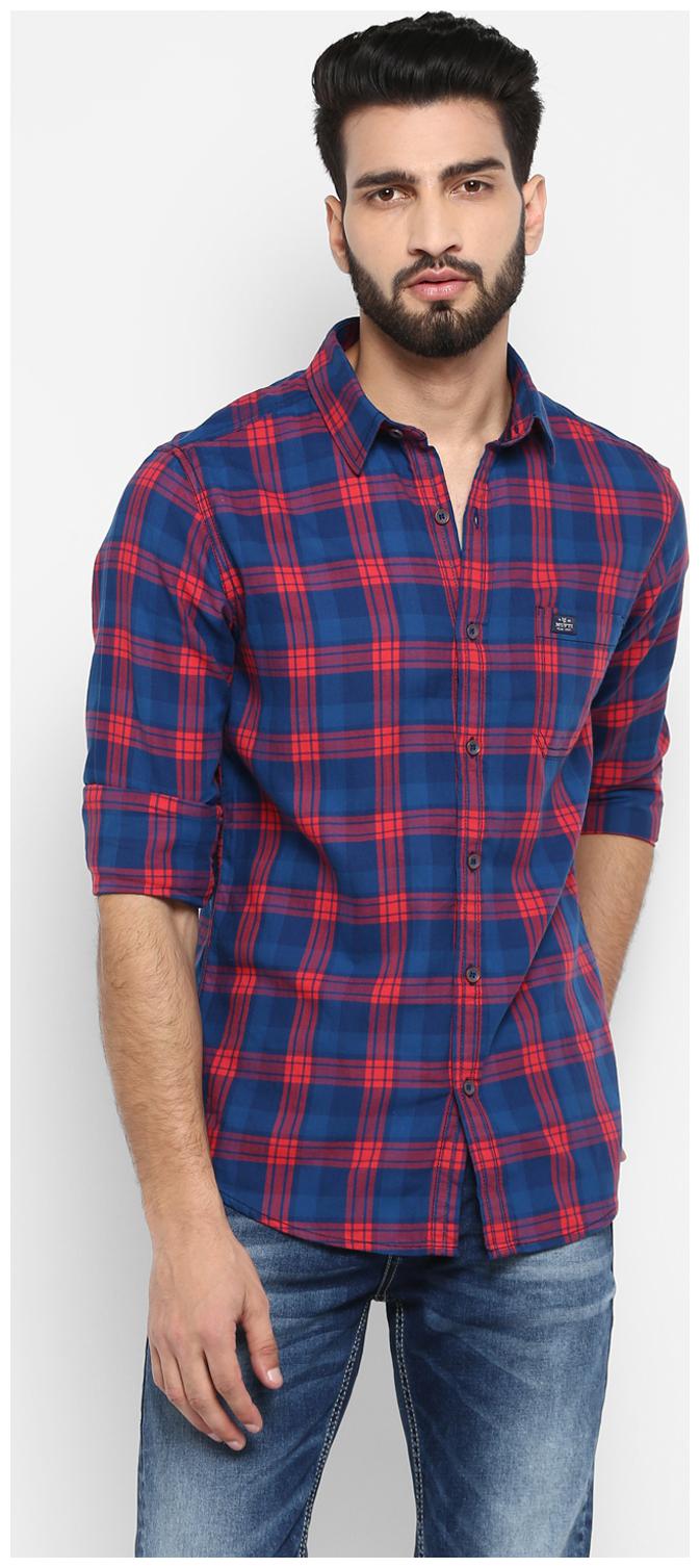 

Mufti Men Blue Checked Slim Fit Casual Shirt