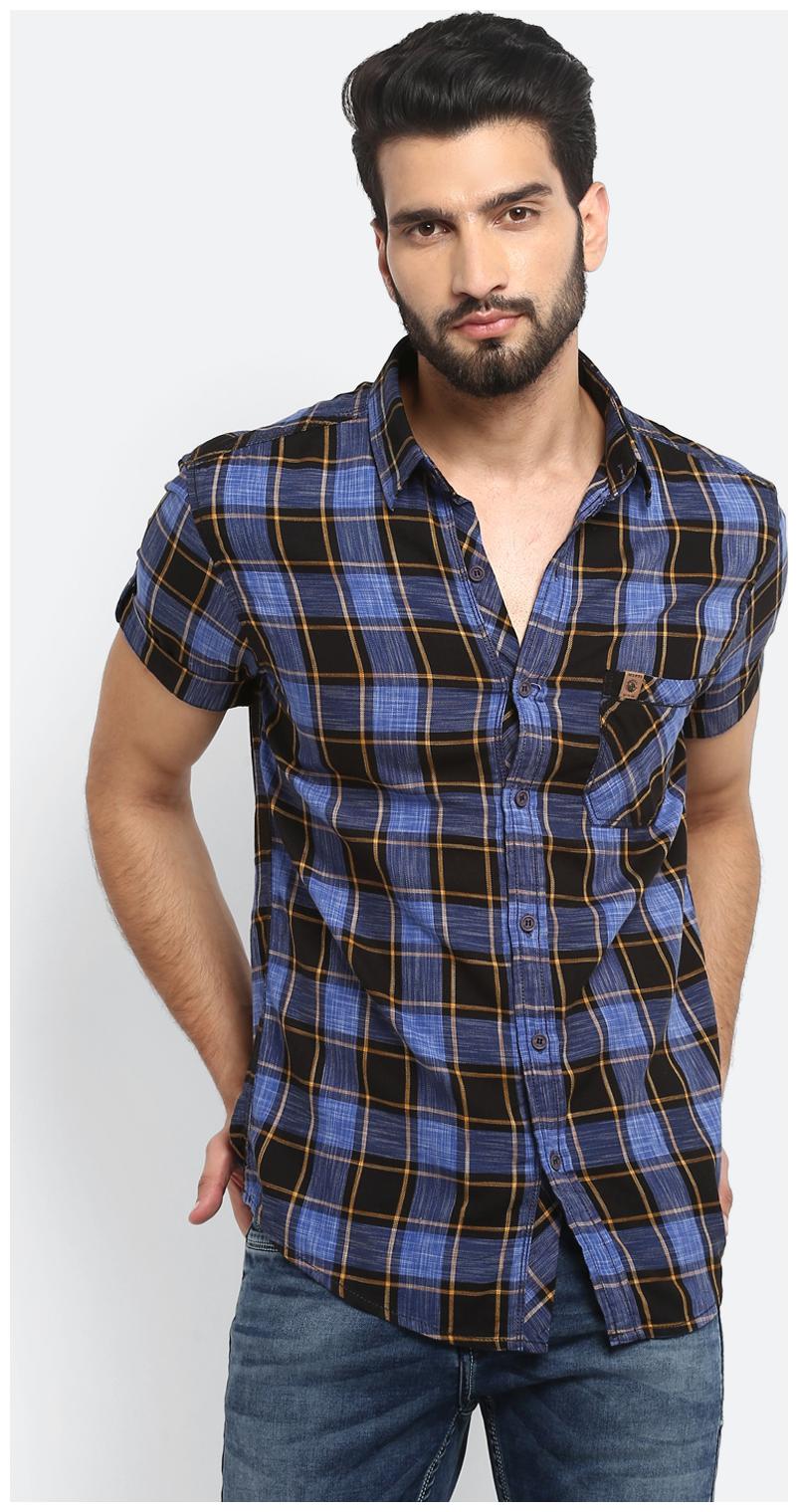 

Mufti Men Blue Checked Slim Fit Casual Shirt